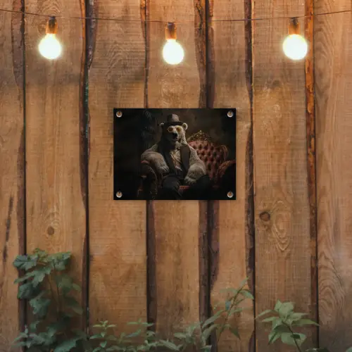Ijsbeer - Hoed - Bril - Stoel tuinposter los doek klein -sfeer1