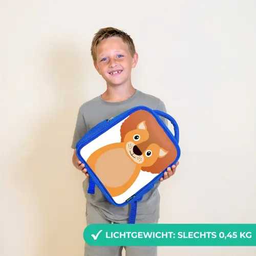 Dierenportret - Leeuw - kinderen Kinderrugzak - Blauw middel -sfeer1_NL