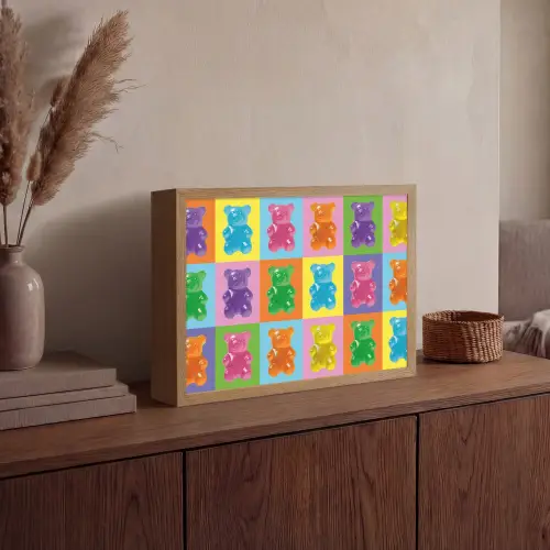 Art- Snoep - Kleurrijk Light Box met batterij (Wandlamp) middel -sfeer2