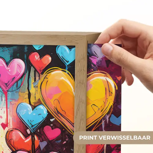 Hartjes - Kleuren - Kunst - Liefde Light Box met batterij (Wandlamp) middel -USP_websiteprintNL