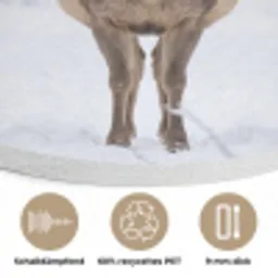 Hert - Winter - Bos - Natuur - Wit Akoestische PET Vilt - Rond klein -closeup_DE