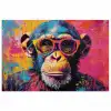Graffiti - Chimpansee - Aap - Bril - Kleurrijk poster papier klein -3d