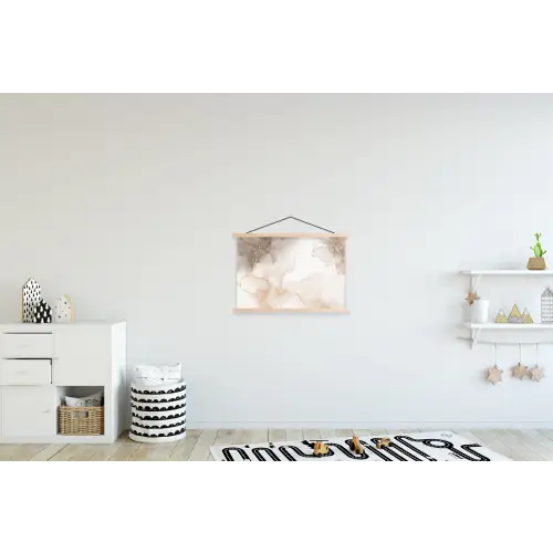 Marmer - Bruin - Gouden textielposter latten blank klein -kinderkamer