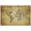 Wereldkaart - Vintage - Antiek - Bruin - Papier tuinposter los doek klein -3d