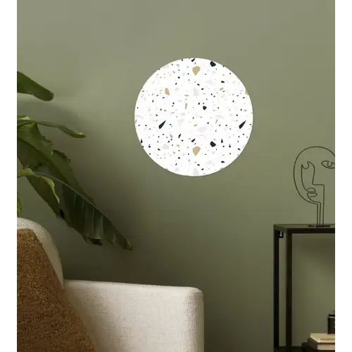 Terrazzo - Patroon - Wit - Neutraal Wandcirkel behangsticker klein 186 -sfeer2