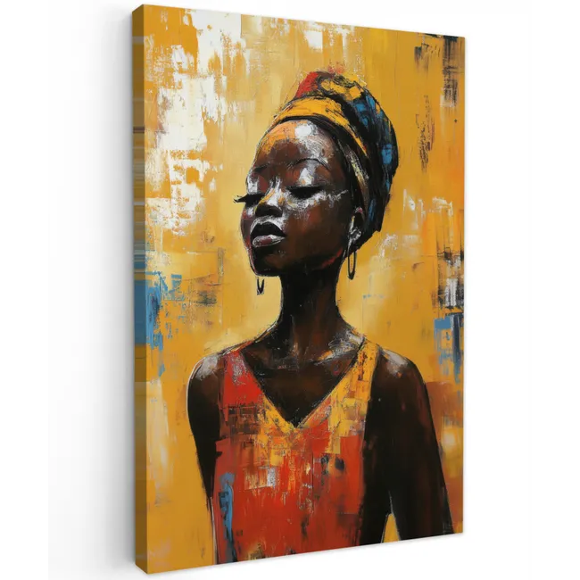 Vrouw - Ogen - Penseelstreken - Geel canvas 2cm klein -z3d