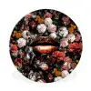 Lippen - Bloemen - Verf - Oranje - Kunst - Abstract - Oude meesters Wandcirkel kunststof plaat 5mm dik klein -3d