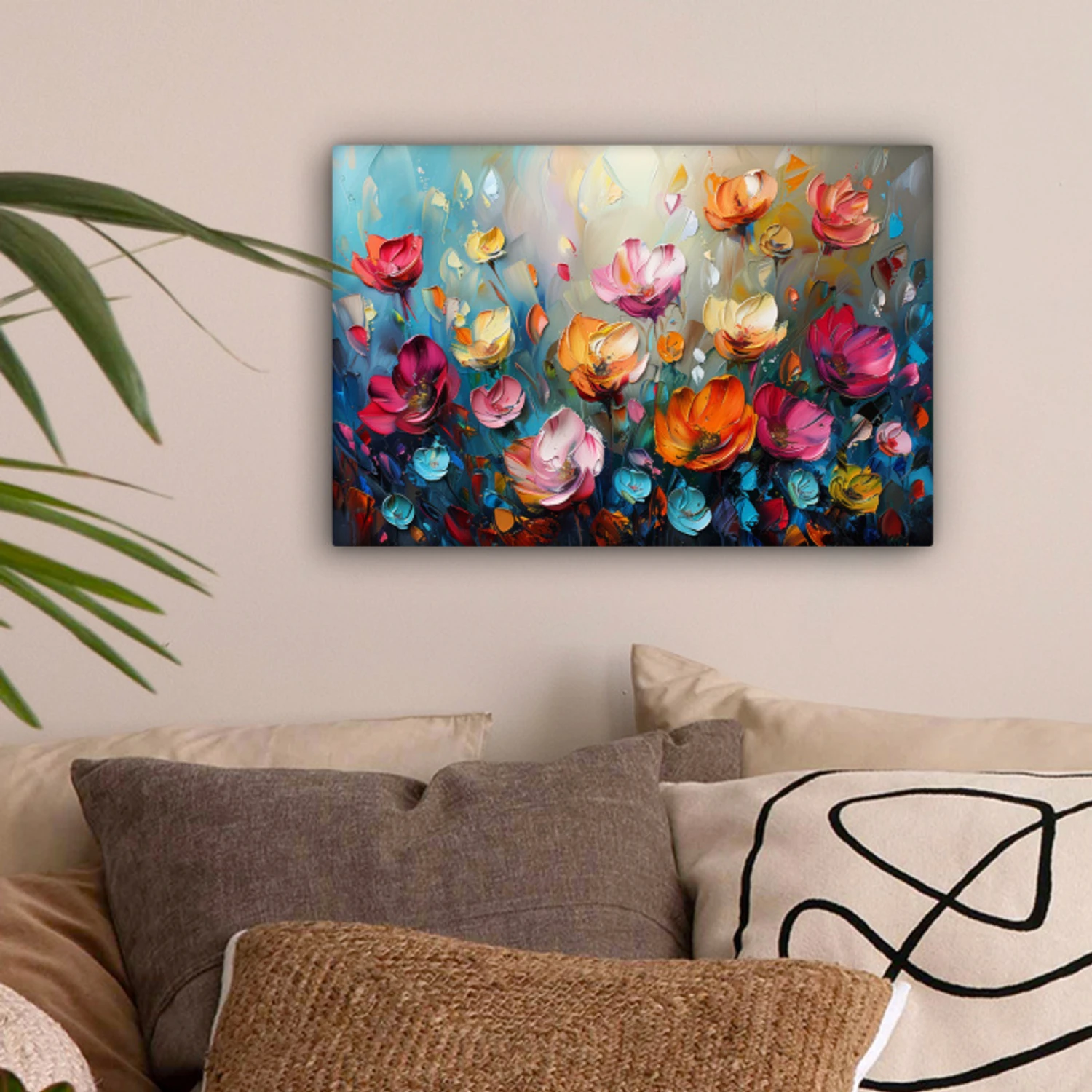 Klaprozen - Bloemen - Kunst - Botanisch canvas 2cm klein -sfeer1