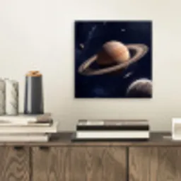 Planeten - Saturnus - Ruimte aluminium wit klein -sfeer1