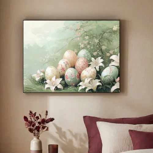 Paaseieren - Pasteltinten - Bloemen Textielframe - compleet frame klein -sfeer1