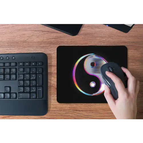 Yin-Yang - Cirkel - Regenboog muismat rubber klein -toetsenbord