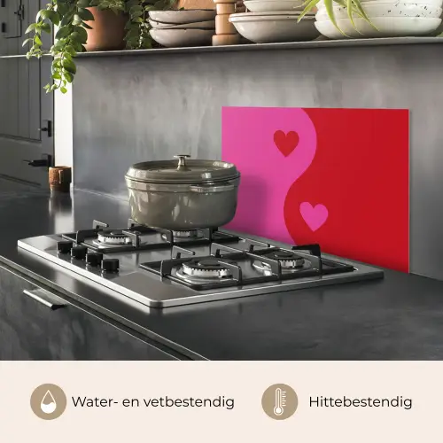Minimalistisch - Rood - Roze - Hartjes keuken achterwand spatscherm klein -usp_NL