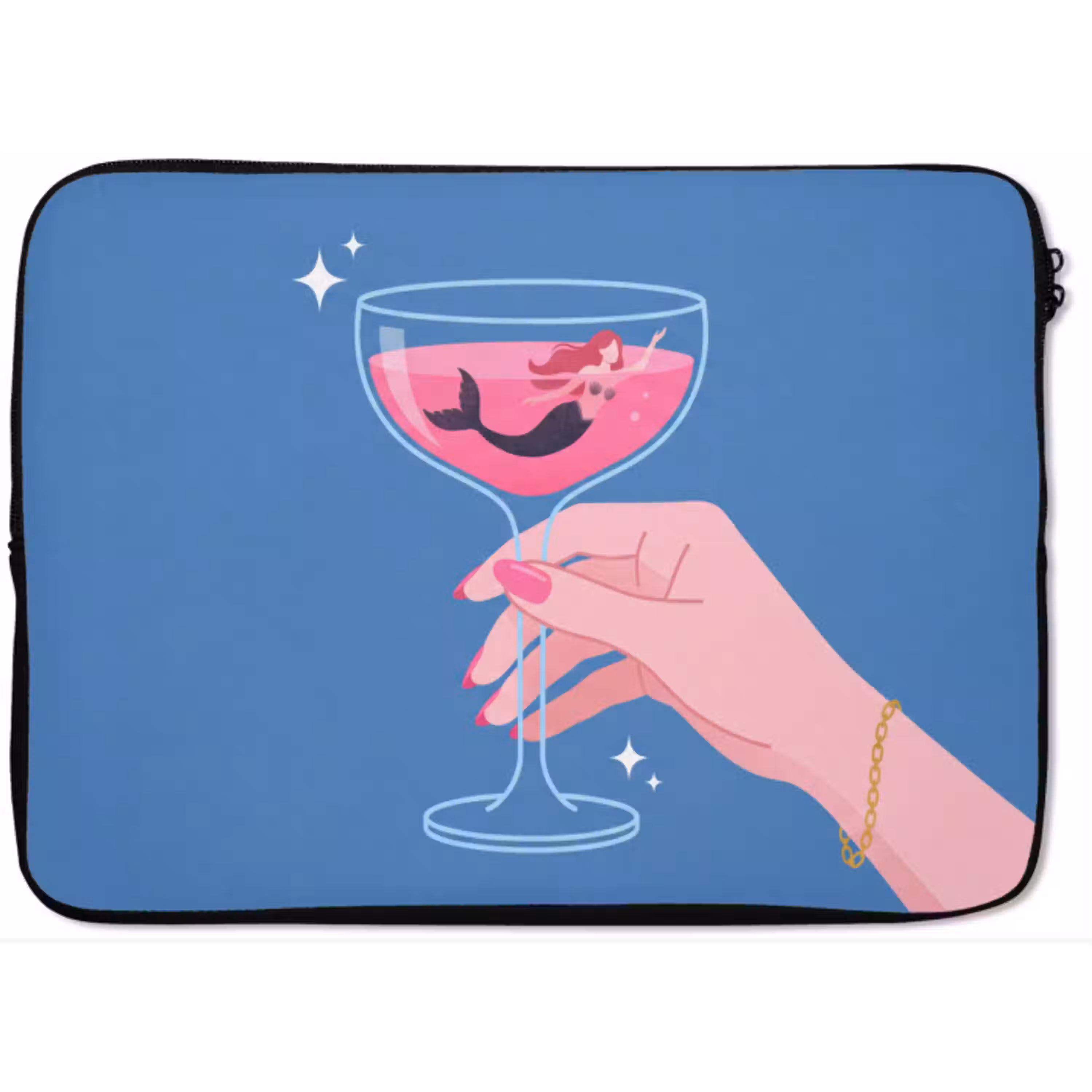 Vrouw - Glas - Abstract - Roze - Blauw laptophoes neopreen klein -zkaufland3dotto