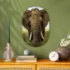 Olifant - Natuur - Gras - Dieren - Landschap Wandcirkel Ovaal Forex klein -sfeer2