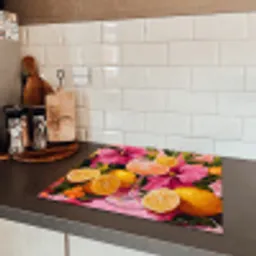Drink - Bloemen - Yellow Inductie beschermer vinyl 3mm middel -sfeer3