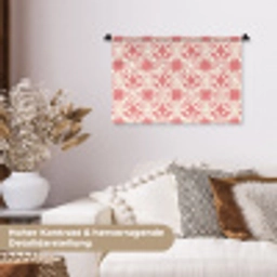 Roze - Bloemenmotief - Wit - Modern Wandkleed katoen klein 269 -tsfeer1_DE
