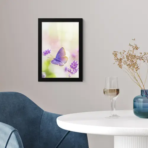 Lavendel - Vlinder - Bloemen fotolijst zwart zonder passe partout klein -sfeer4