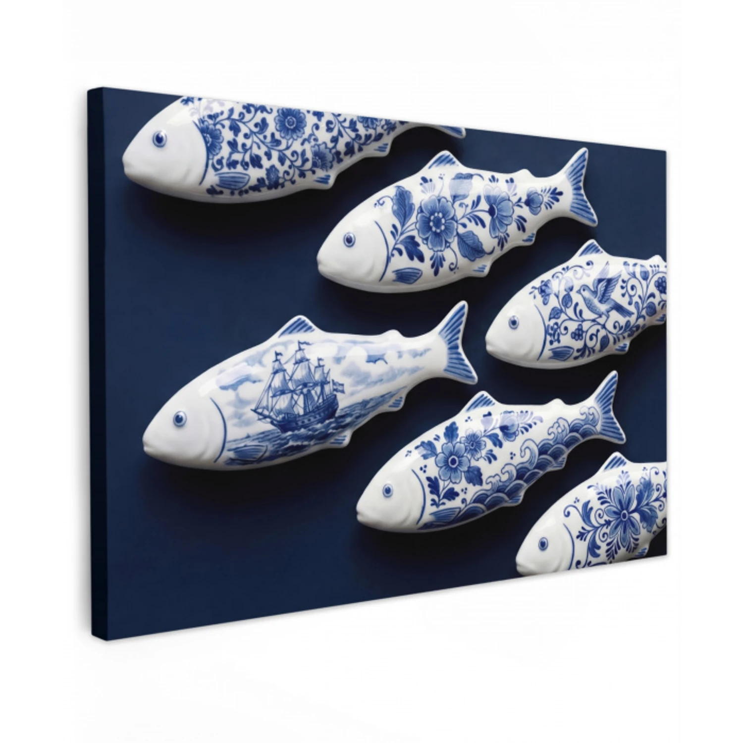 Vissen - Delfts - Blauw - Keramiek canvas 2cm klein -z3d