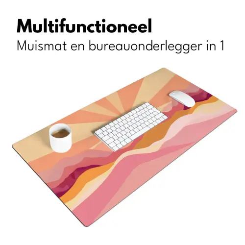 Bergen - Abstract - Zonnestralen - Roze Muismat XXL klein -sfeer4