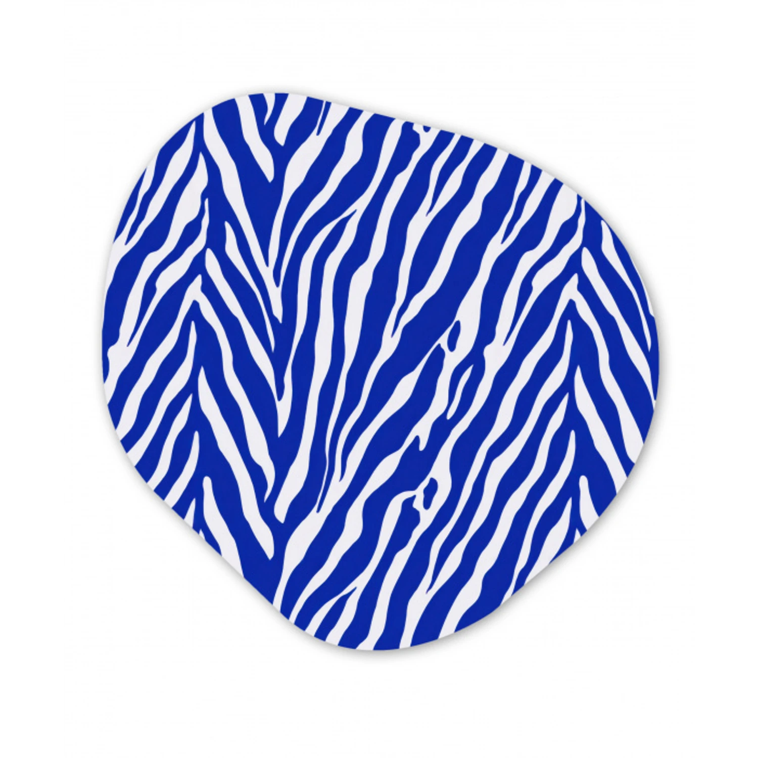 Zebra - Patroon - Kobalt - Blauw Wandcirkel Organisch Aluminium middel 851 -3d