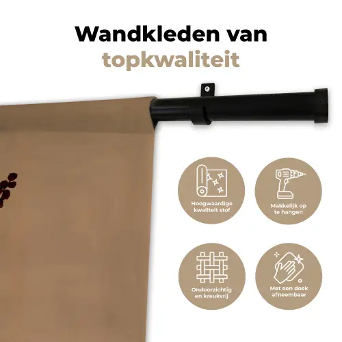 Minimalistisch - Vaas - Bloemen - Bruin Wandkleed katoen klein -sfeer2