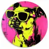 Hond - Zonnebril - Roze - Art Wandcirkel plexiglas klein -3d