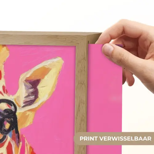 Giraf - Roze - Bril - Sjaal Light Box met batterij (Wandlamp) middel -USP_websiteprintNL