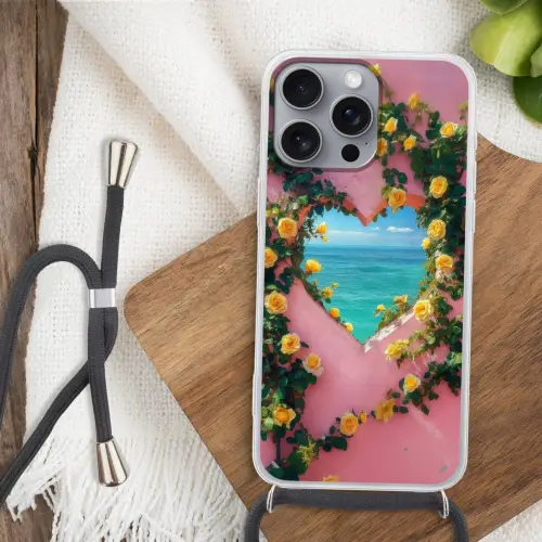 Hart - Zee - Muur Hoesje iPhone 16 Pro Max met koord klein -sfeer4