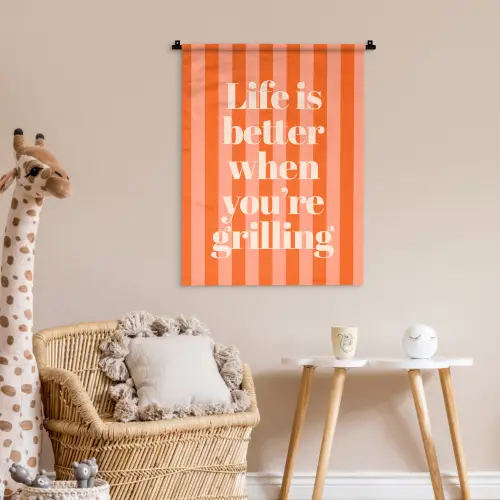 Tekst - Gestreept - Oranje - Zomer Wandkleed katoen klein -wsfeer5_kind