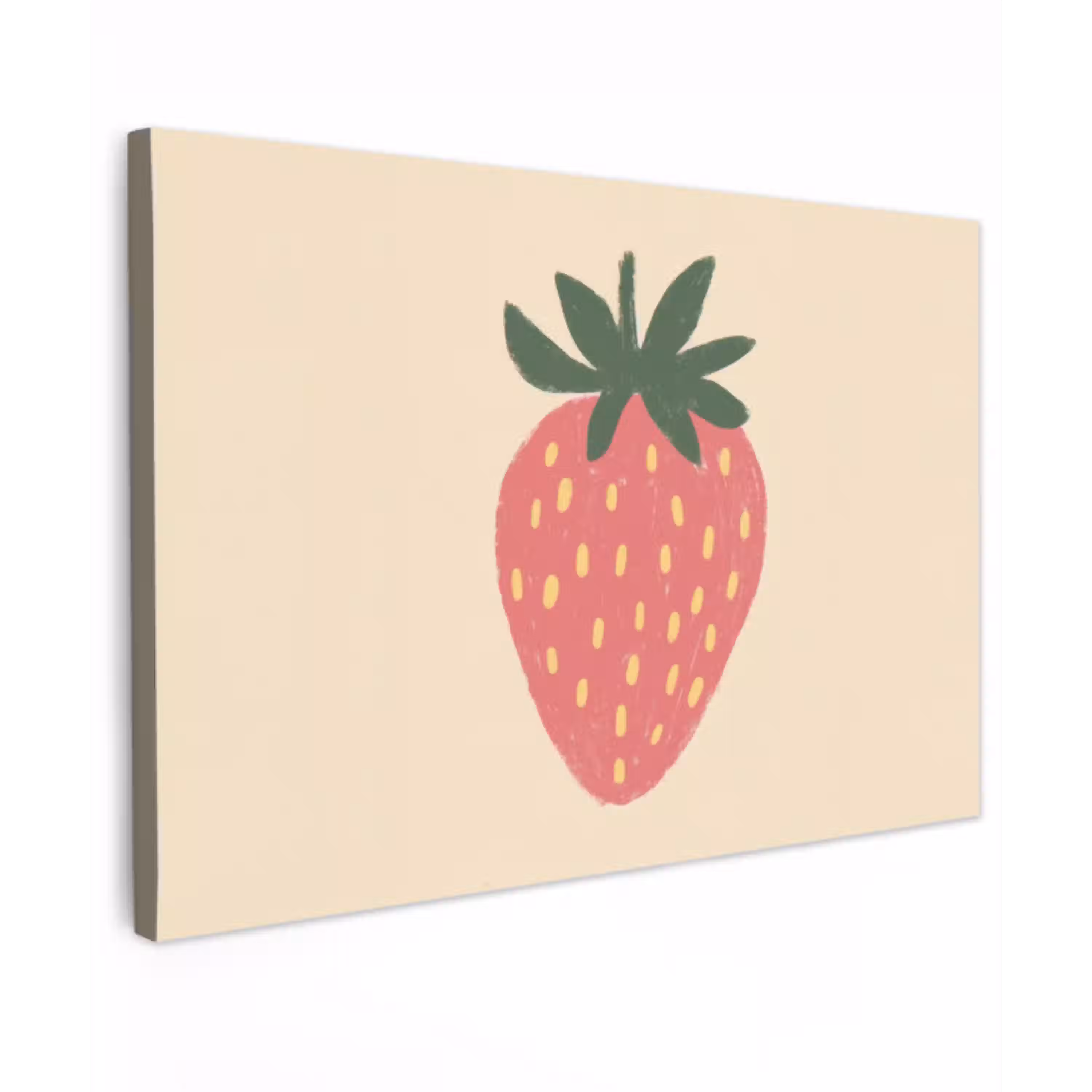 Aardbei - Minimalistisch - Rood - Fruit canvas 2cm klein -z3d