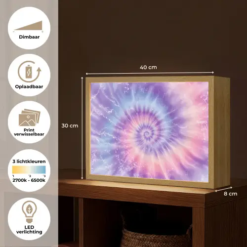 Pasteltinten - Paars - Spiraal - Marmer Light Box met batterij (Wandlamp kind) middel -USP_websiteoverzichtNL