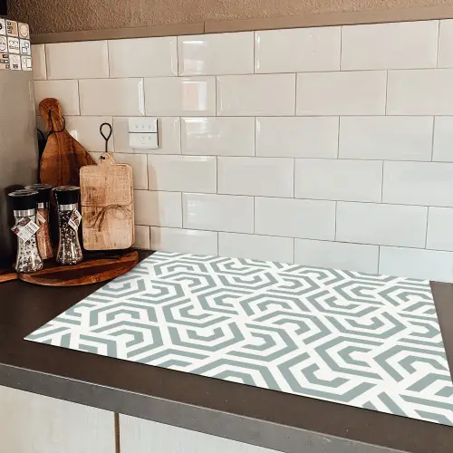 Design - Lijn - Patroon - Groen Inductie beschermer vinyl 3mm klein 276 -sfeer3