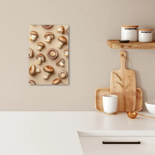 Kastanje Champignons - Beige KitchenYeah - Keuken - Canvas klein -sfeer1