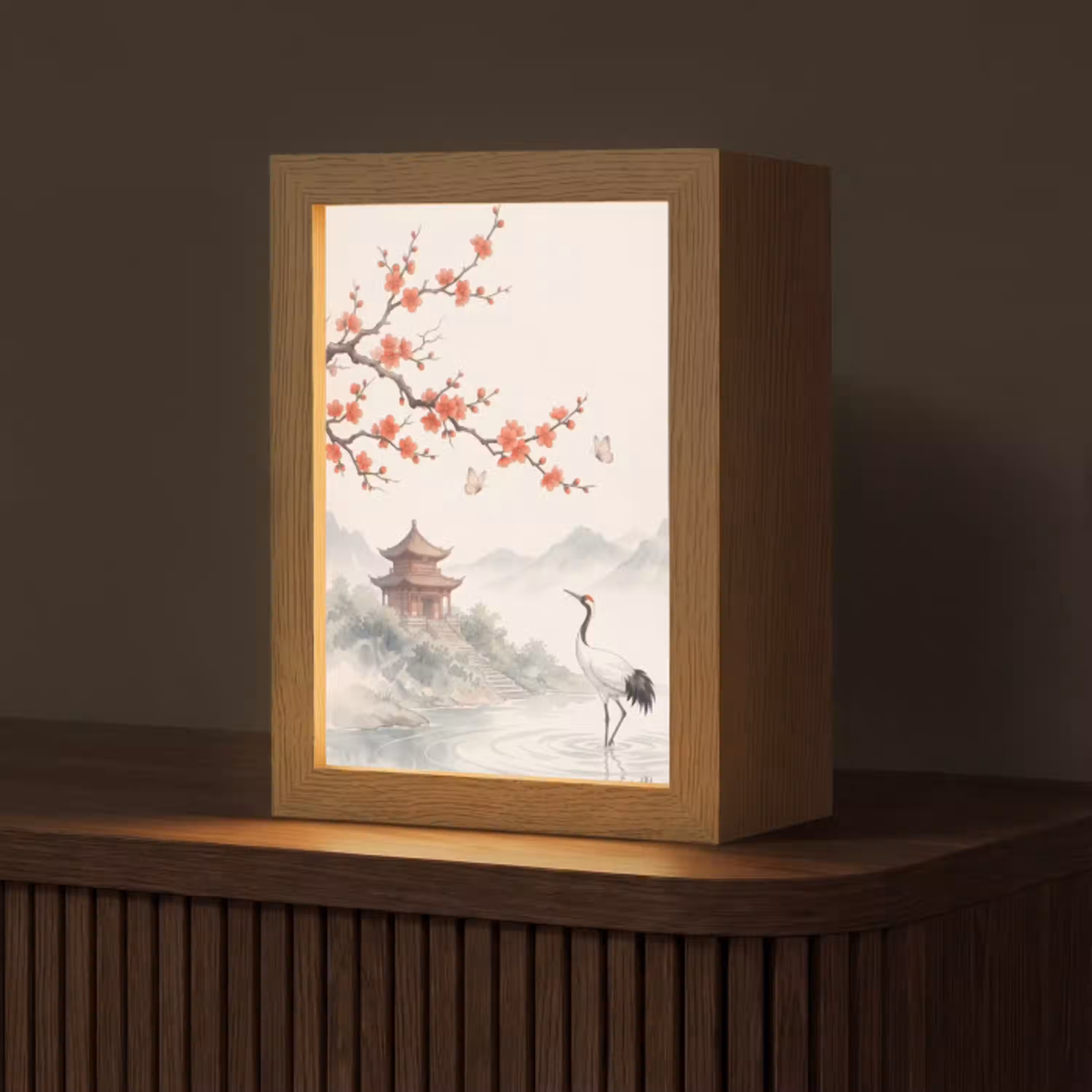 Kraanvogel - Azië - Klassiek Light Box met kabel (Tafellamp) klein -z3d_website
