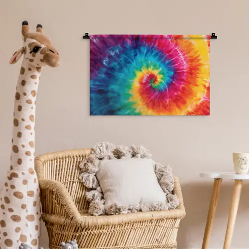 Regenboog - Tie dye - Kleurrijk - Blauw Wandkleed katoen klein -wsfeer5_kind