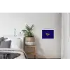 Blauw - Geel - Fijn textielposter latten blank klein -woonkamer