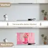 Roze - Bloemen - Cowboy keuken achterwand spatscherm klein -voor_na_DE