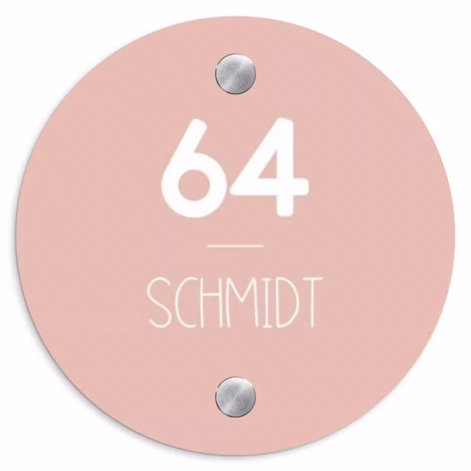 Namensschild Haustür Rund – Einfarbig rosa - Modern