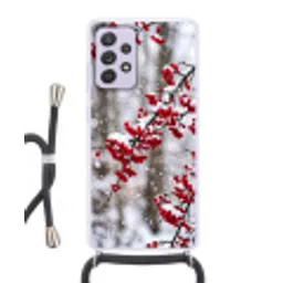 Bessen - Takken - Sneeuw - Winter - Kleurrijk Hoesje Samsung Galaxy A52 5G met koord klein -3d