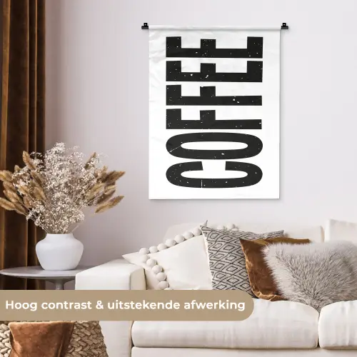 Koffie - Decoratie - Japandi - Vintage Wandkleed katoen klein -sfeer1