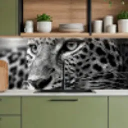 Luipaard - Zwart - Wit - Oog keuken achterwand 2 middel -sfeer3
