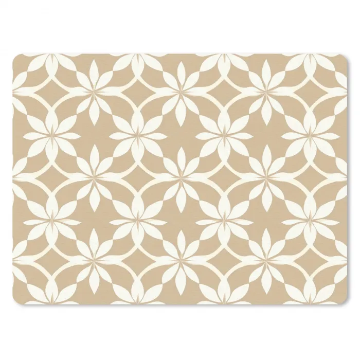 Bloemen - Patroon - Beige muismat rubber klein 262 -3d