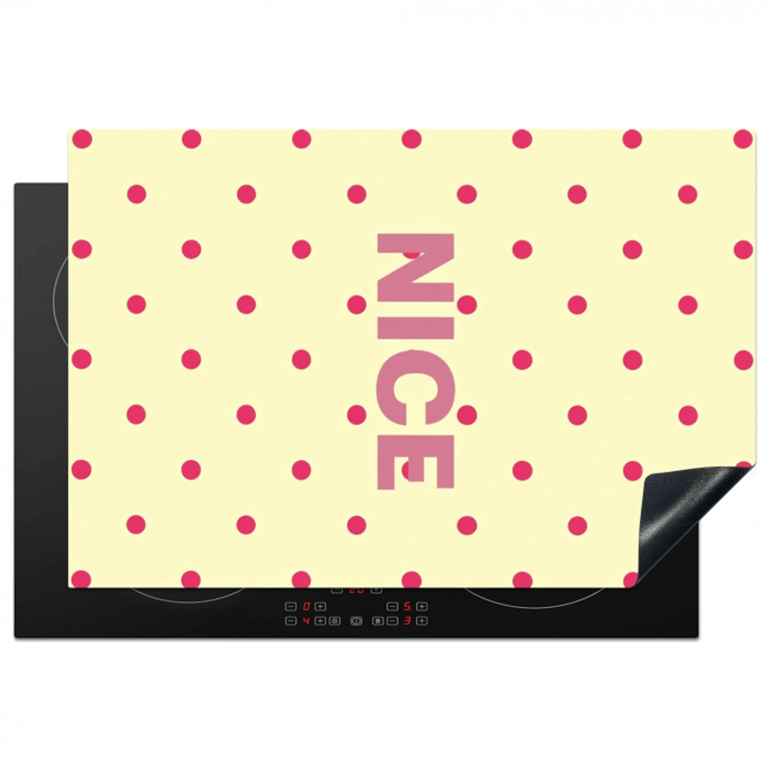 Nice - Stippen - Roze - Geel Inductie beschermer vinyl 3mm klein -3d