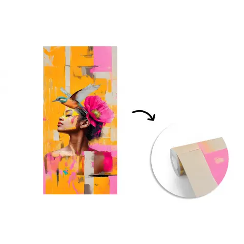 Vogel - Vrouw - Abstract - Bloem fotobehang vinyl groot -3d