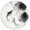 Lotusbloemen - Vissen - Bladeren - Zwart Wandcirkel plexiglas klein -3d