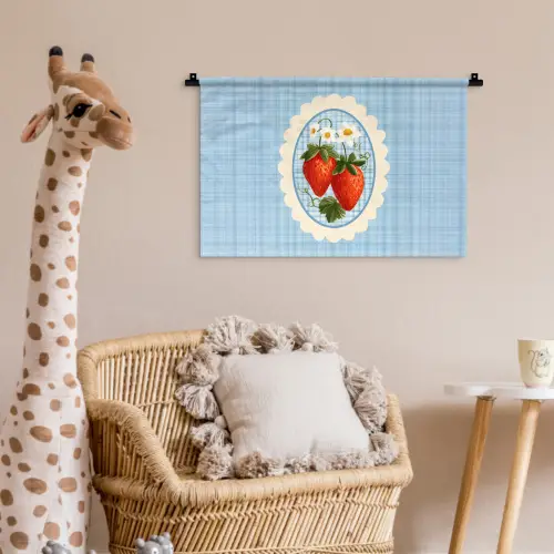 Aardbeien - Lijst - Rood - Geruit Wandkleed katoen klein -wsfeer5_kind