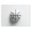 Basketbal - Wit - Schaduw - Lijnen muismat rubber klein -3d