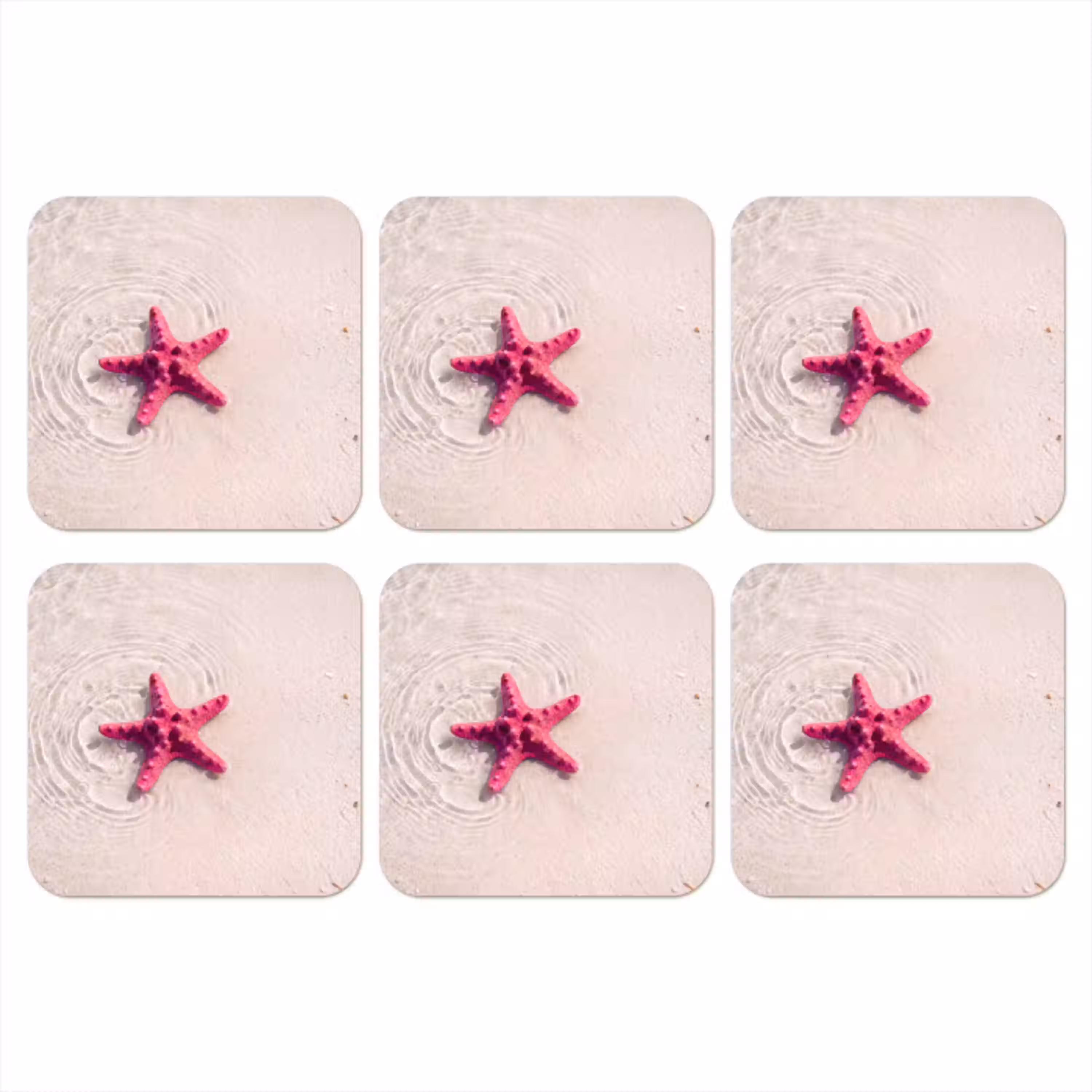 Zeeleven - Zeester - Strand - Roze - Water onderzetter kurk middel -3d
