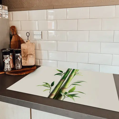 Bamboestengels - Sierlijk - Groen Inductie beschermer vinyl 3mm klein -sfeer3