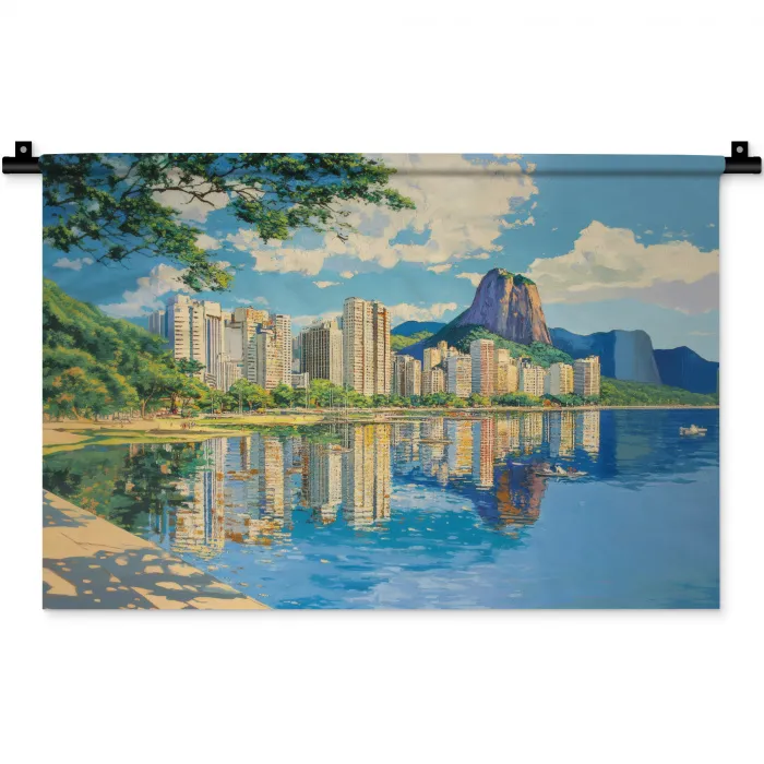 Berg - Skyline - Strand - Water Wandkleed katoen klein -zz3d